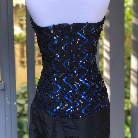 Vintage Gunne Sax Jessica McClintock Sequin Strapless Blue Maxi Dress 11/12 - Picture 8 of 16